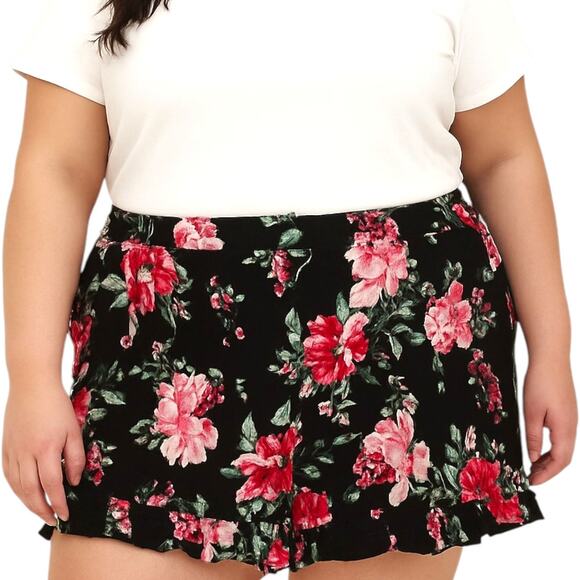 Torrid Floral Gauze Ruffle-Hem Pull-On Shorts – 5X (28) - Picture 1 of 5